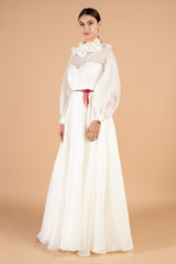 White Organza Pleated Collar GownDSC03599