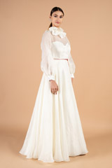 White Organza Pleated Collar GownDSC03600