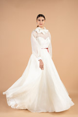 White Organza Pleated Collar GownDSC03602