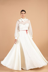 White Organza Pleated Collar GownDSC03605