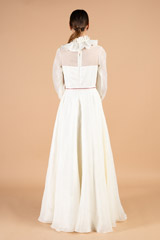 White Organza Pleated Collar GownDSC03608