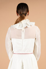 White Organza Pleated Collar GownDSC03610