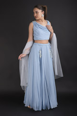 Blue Cowl Neck Lehenga Set550_video