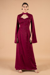 Maroon Kardana Embroidered Suede Gown