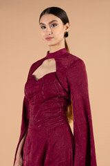 Maroon Kardana Embroidered Suede GownDSC03733