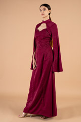 Maroon Kardana Embroidered Suede GownDSC03734