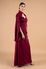 Maroon Kardana Embroidered Suede GownDSC03736