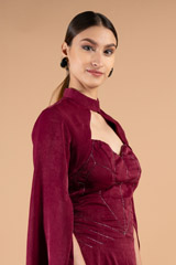Maroon Kardana Embroidered Suede GownDSC03737