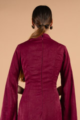 Maroon Kardana Embroidered Suede GownDSC03738