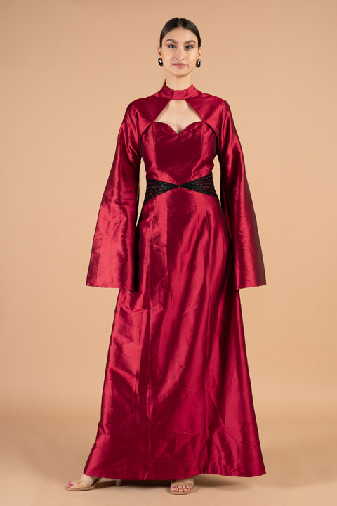 Maroon Tafetta Gown