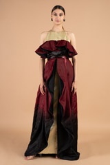 Organza Crepe Maroon Pleated GownDSC03853