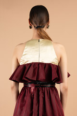 Organza Crepe Maroon Pleated GownDSC03862