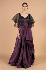 Dark Purple Organza Sleeve GownDSC03668