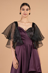 Dark Purple Organza Sleeve GownDSC03669