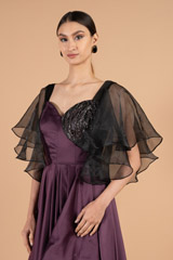 Dark Purple Organza Sleeve GownDSC03670