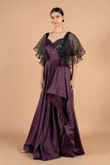 Dark Purple Organza Sleeve GownDSC03671