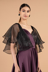 Dark Purple Organza Sleeve GownDSC03673