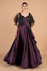 Dark Purple Organza Sleeve GownDSC03675