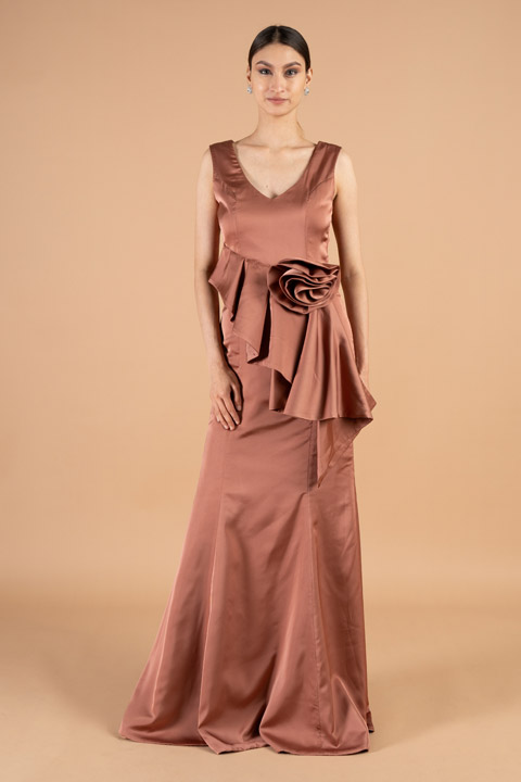 Brown Satin Gown