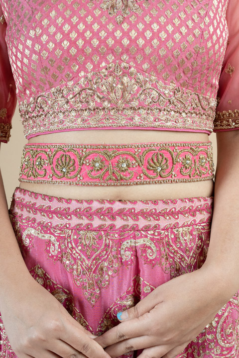Pink Belt With Golden Embellishment