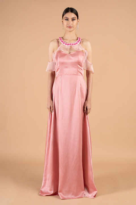 Milano Satin Cape Gown