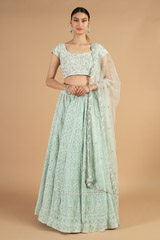 Blue Chikankari LehengaDSC04153
