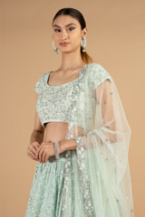 Blue Chikankari LehengaDSC04155