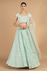 Blue Chikankari LehengaDSC04159