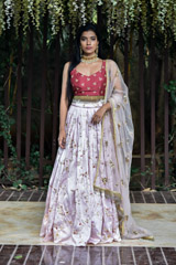 Wine And Lilac Embroidered Lehenga