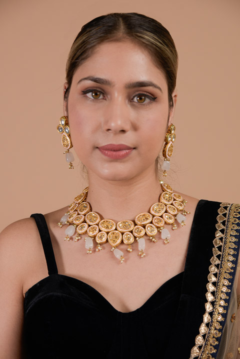 White Meenakari Kundan Set