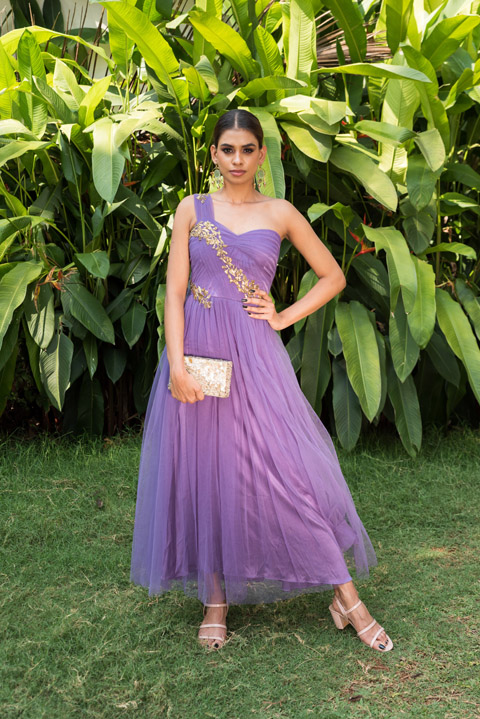 One- Shoulder Purple Dress