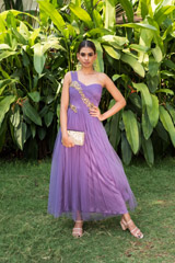One- Shoulder Purple Dress