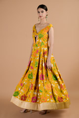 Yellow off the shoulder floral gown_DTR4482