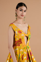 Yellow off the shoulder floral gown_DTR4484-1
