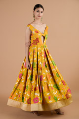 Yellow off the shoulder floral gown_DTR4487
