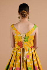 Yellow off the shoulder floral gown_DTR4489