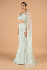 Mint mermaid gown with capeDSC04099