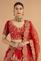 Embroidered red lehenga setDSC05103