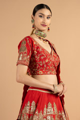 Embroidered red lehenga setDSC05114