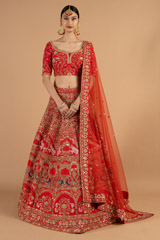 Heavy embroidered red lehenga set5573_video
