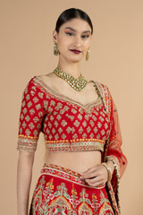 Red and yellow bridal lehenga setDSC06768