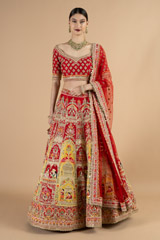 Red and yellow bridal lehenga set