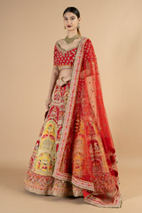 Red and yellow bridal lehenga setDSC06777