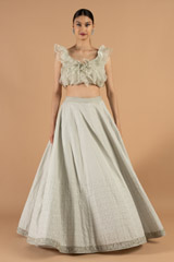 Off white ruffled top with skirt