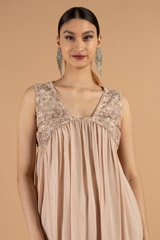 Gathered top with embellished yoke and pantsDSC05325