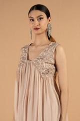 Gathered top with embellished yoke and pantsDSC05326