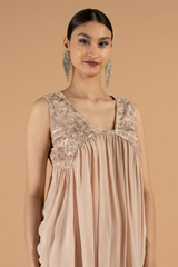 Gathered top with embellished yoke and pantsDSC05329