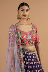 Purple heavy bottom embroidered lehenga setDSC05197