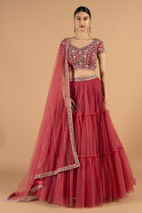 Embroidered blouse lehenga set
