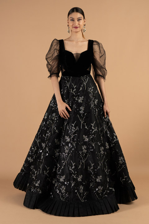 Black embellished gown